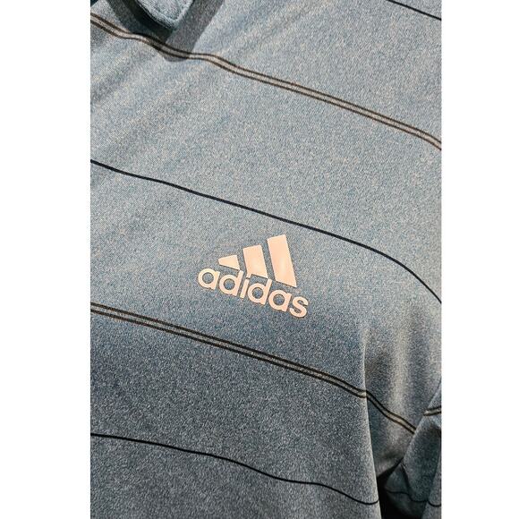 Adidas Men's 2XL Blue Striped Performance Golf Polo Shirt‎ - Picture 2 of 6